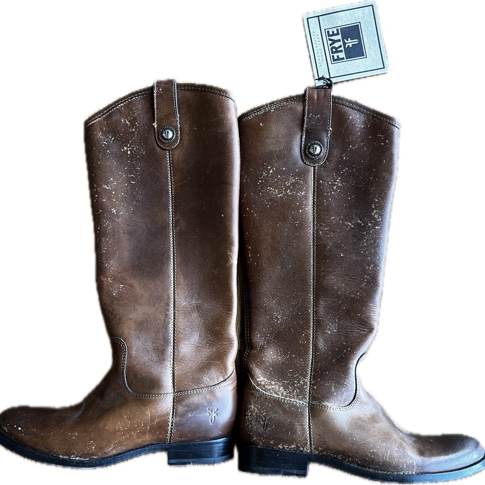 Frye Button Distressed Brown Boot
